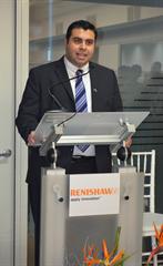 Alejandro Silva speaking at the opening of Renishaw Mexico