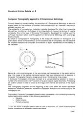 Educational article: Computer Tomography applied to 3 Dimensional Metrology