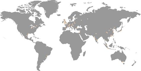 Renishaw world subsidiary map