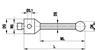 A-5555-3809 - M5 Ø9 mm ruby ball, thermostable carbon fibre stem, L 64.5 mm, ML 51.5 mm, for Zeiss applications